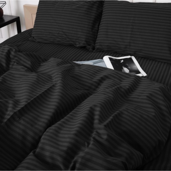 Фото - Комплект постільної білизни дитячий MirSon Ranforce Elite 17-0611 Stripe Black 110х140 (2200008199609)